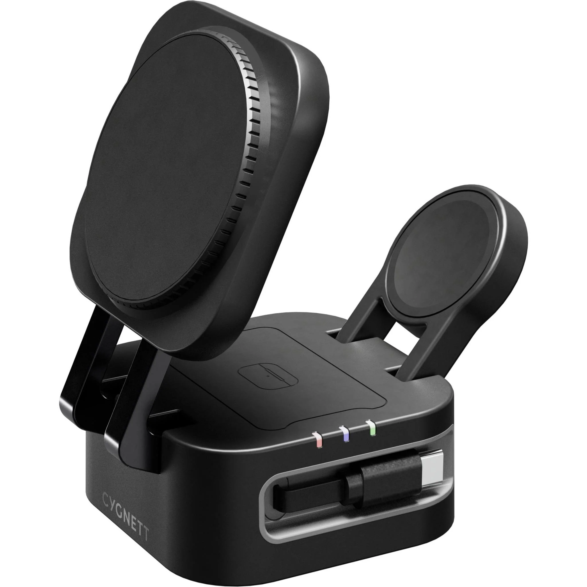 Cygnett ChargeBase Wireless 3-in-1 Charger with Retractable USB-C Cable (Black) - Image 4