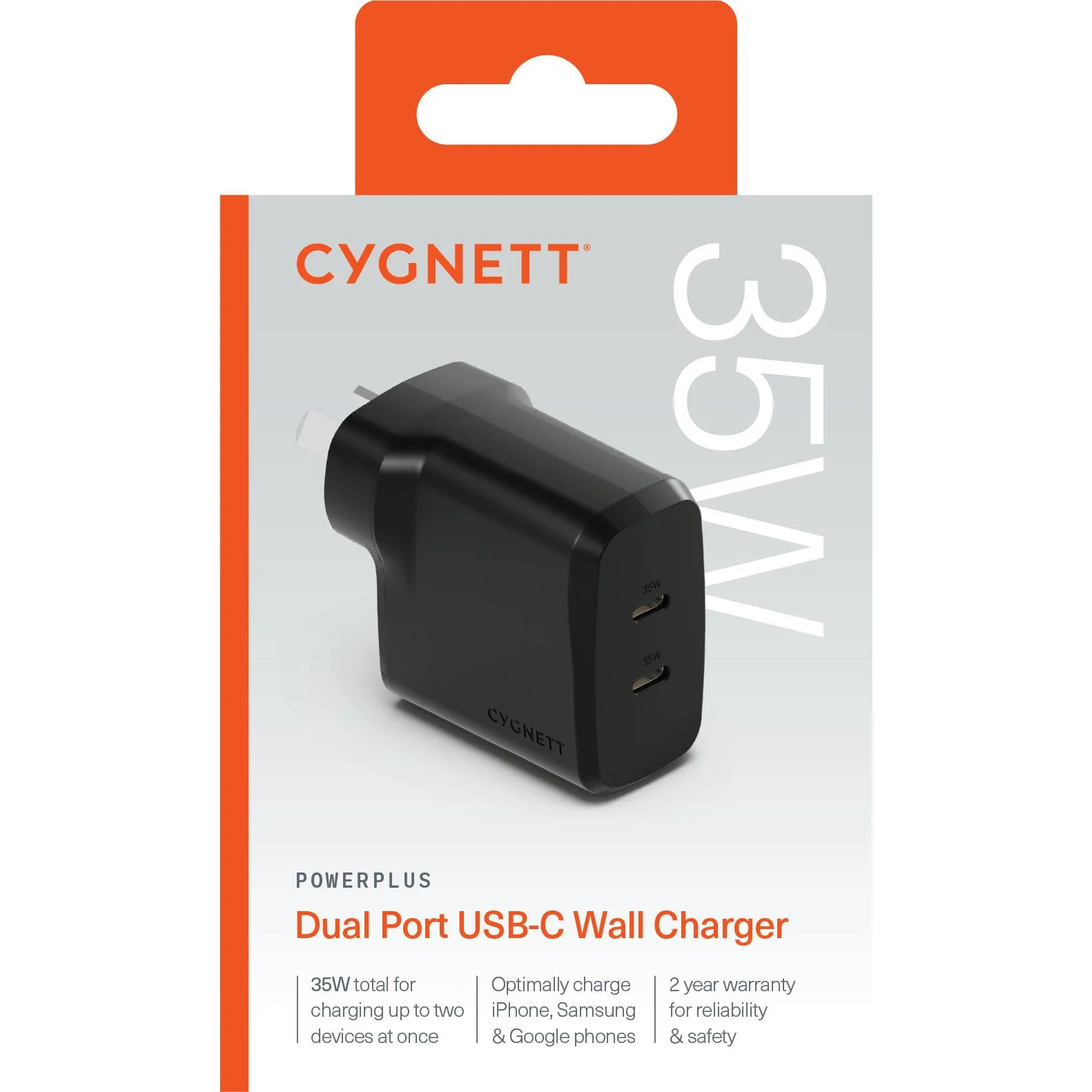 Cygnett PowerPlus 35W Dual Port USB-C Wall Charger (Black) - Image 6