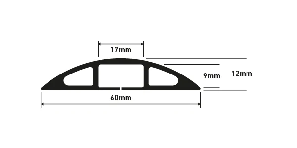 D-Line Floor Cable Cover - Light Duty - Cavity 17x9mm 1.8m (Grey) - Image 3