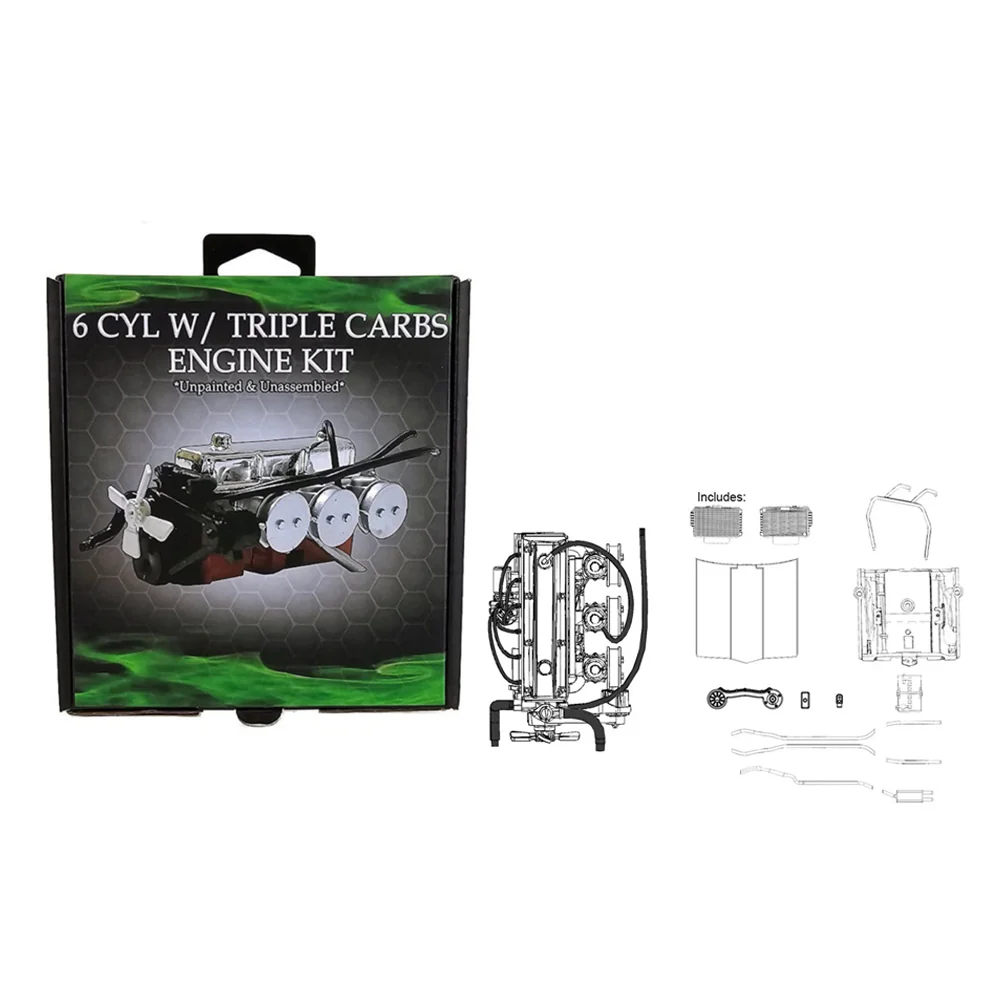 DDA 1:24 Scale LC/LJ 6 Cyl Engine With Triple Carbs Plastic Kit - Image 2