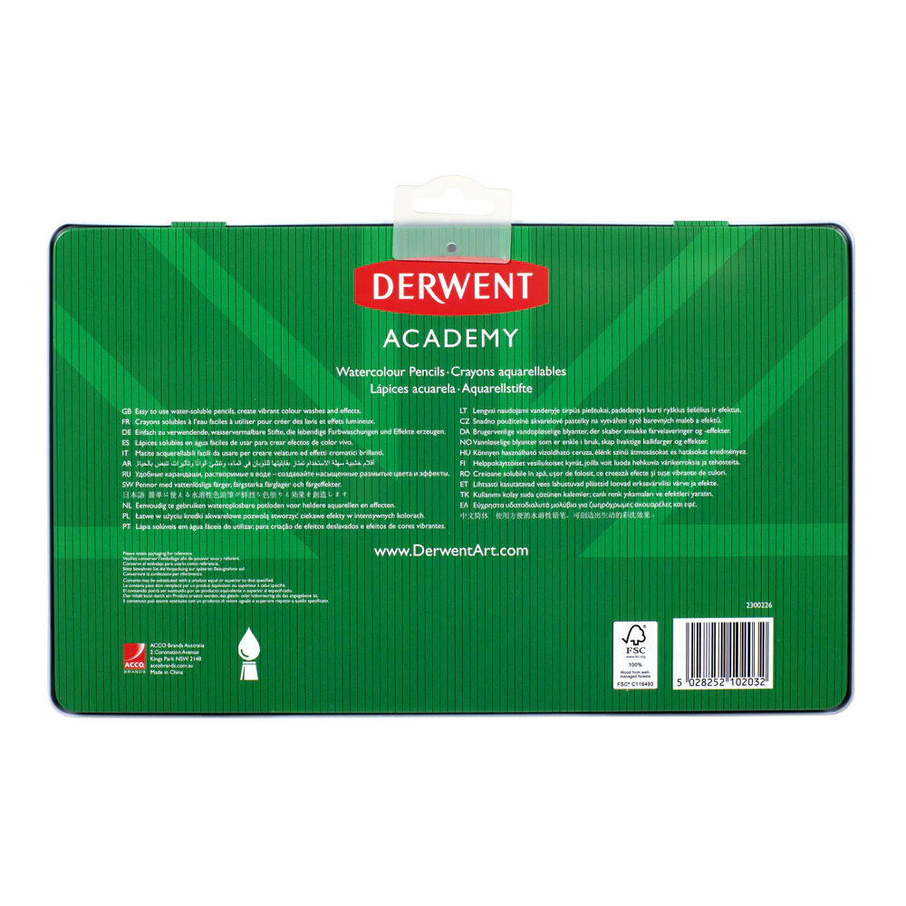 Derwent Academy Art Craft Hexagonal Watercolour Pencil Tin [36-Pieces] - Image 2