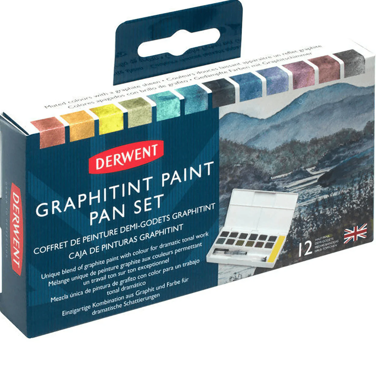 Derwent Graphitint Paint Pan Assorted Colours Set 12 + Waterbrush - Image 4