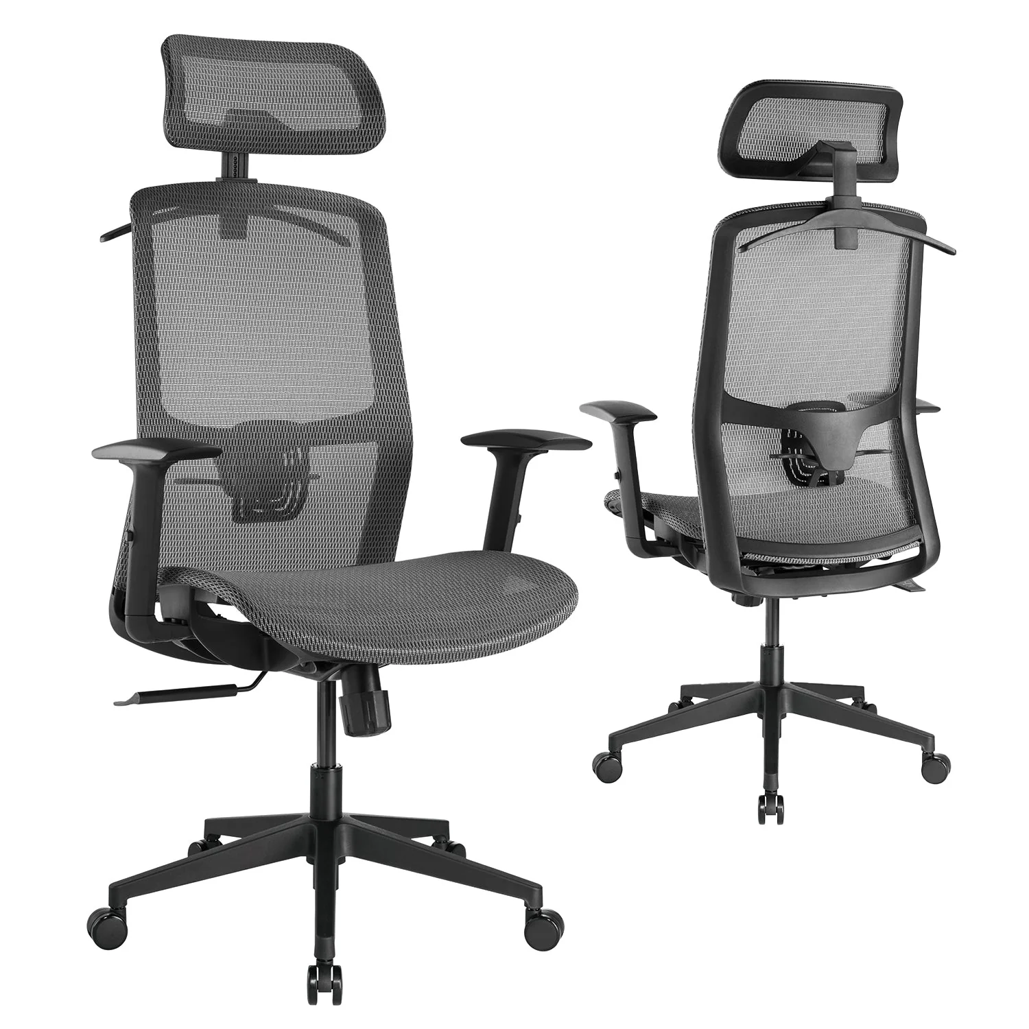Desky Adjustable High Back Mesh Chair (Black) - Image 7