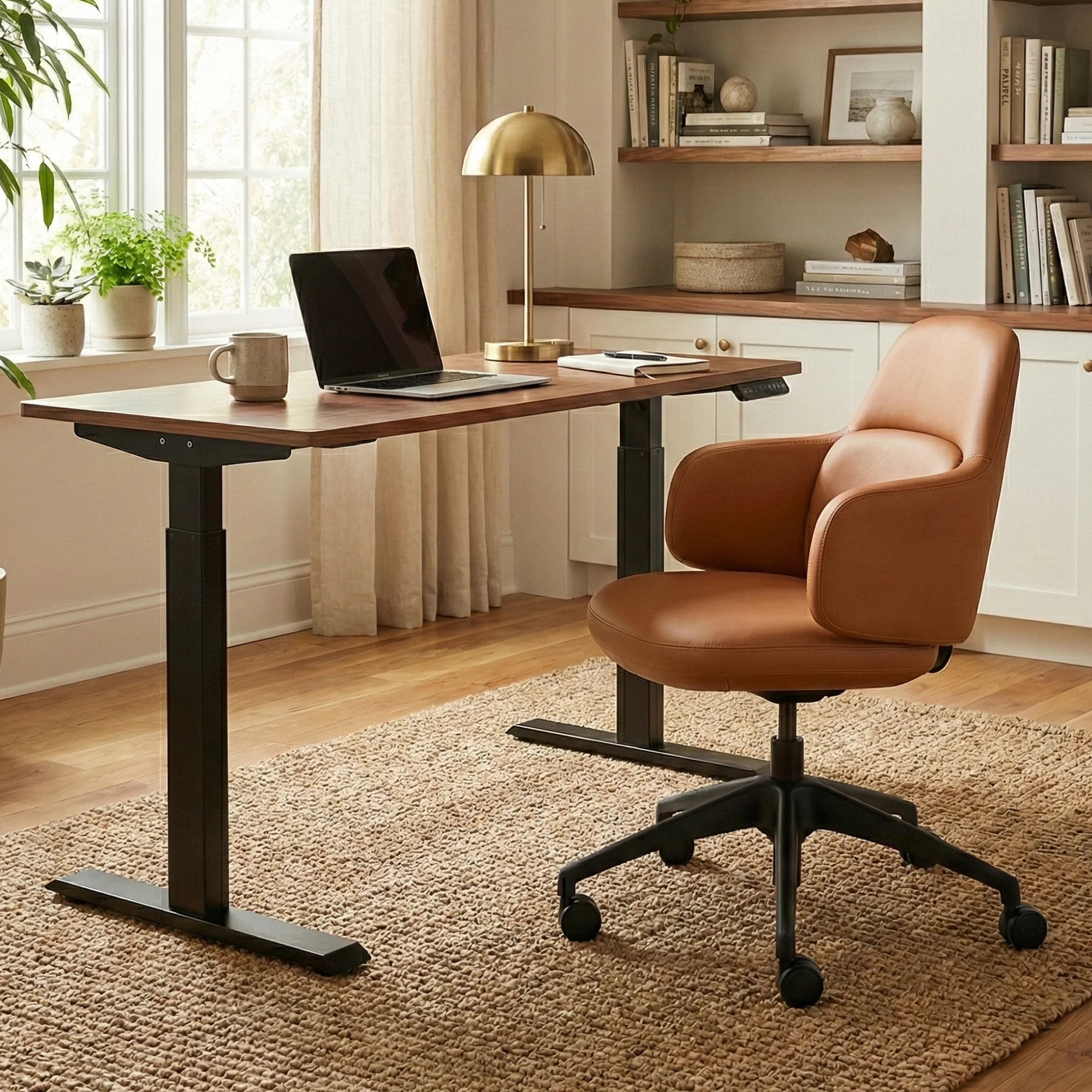 Desky Arco Office Chair - Tan Microfiber Leather - Image 2
