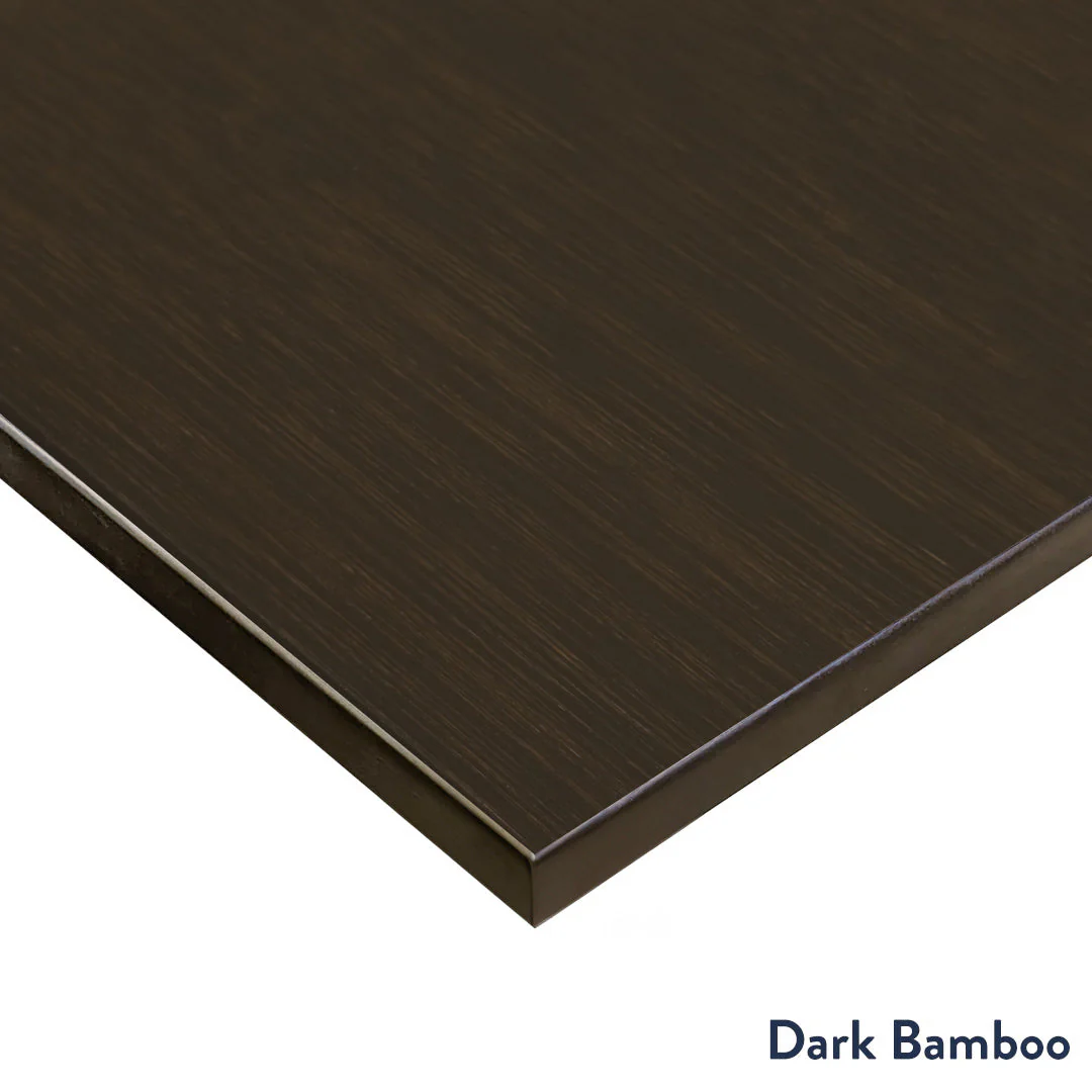 Desky Bamboo L-Shape Sit Stand Desk 150 x 155 cm Dark Bamboo Top and Space Grey Leg - Image 2