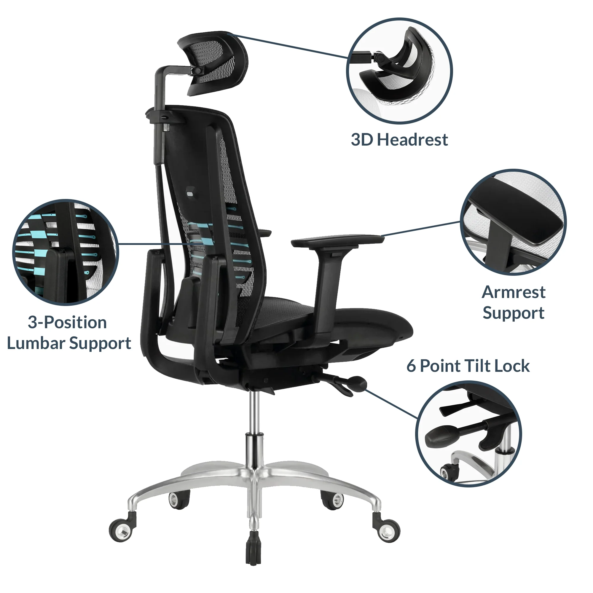 Desky Big and Tall High Back Office Chair - White - Image 3