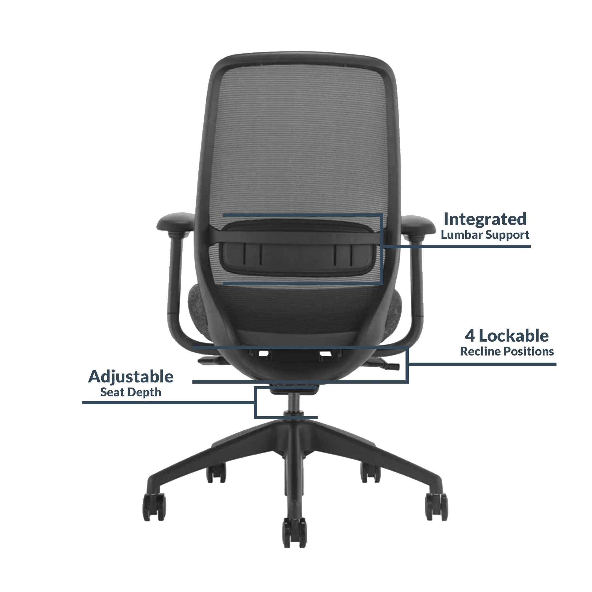 Desky CoilFlex Ergonomic Office Chair - Black / No Headrest - Image 5