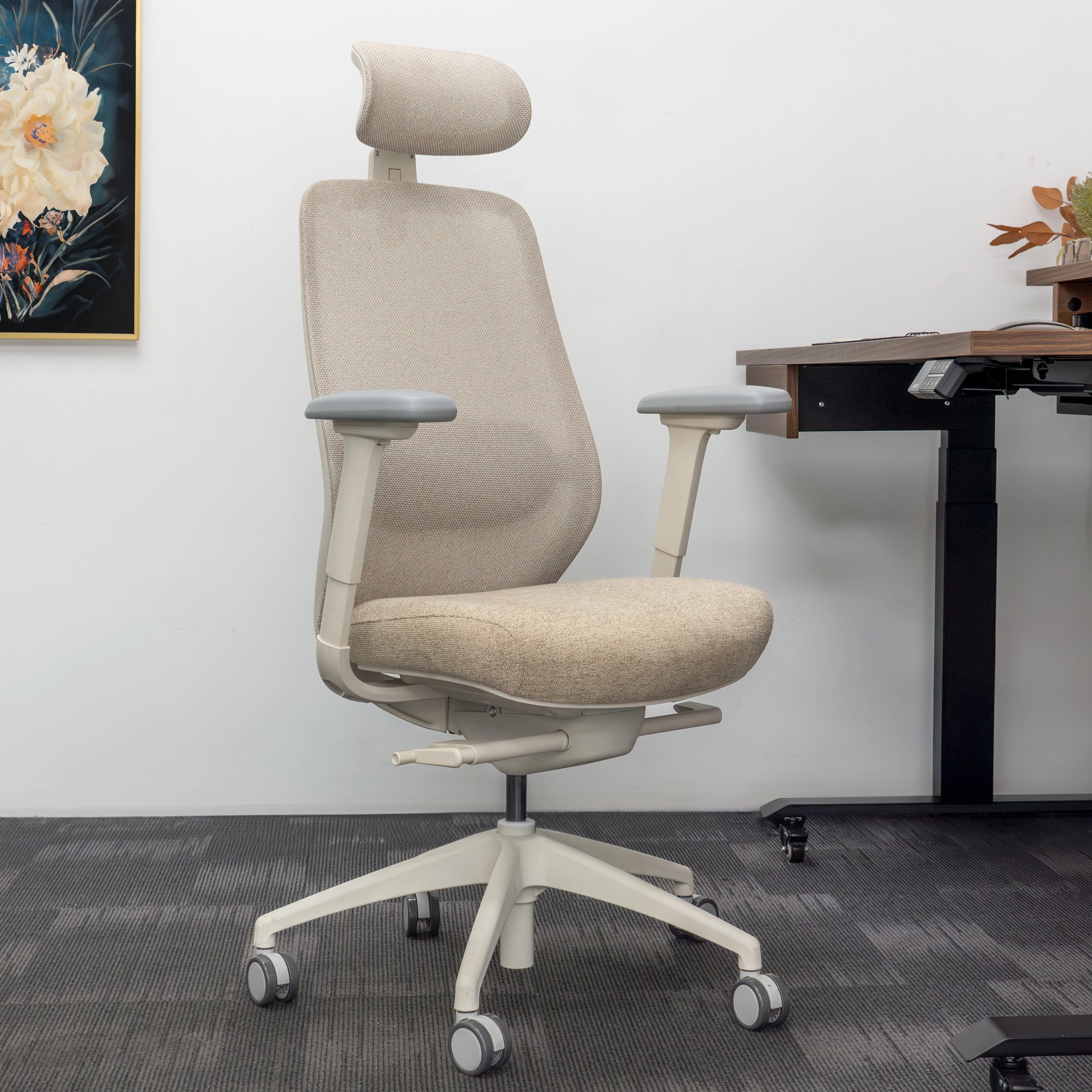 Desky CoilFlex Ergonomic Office Chair - Peach / Headrest - Image 9