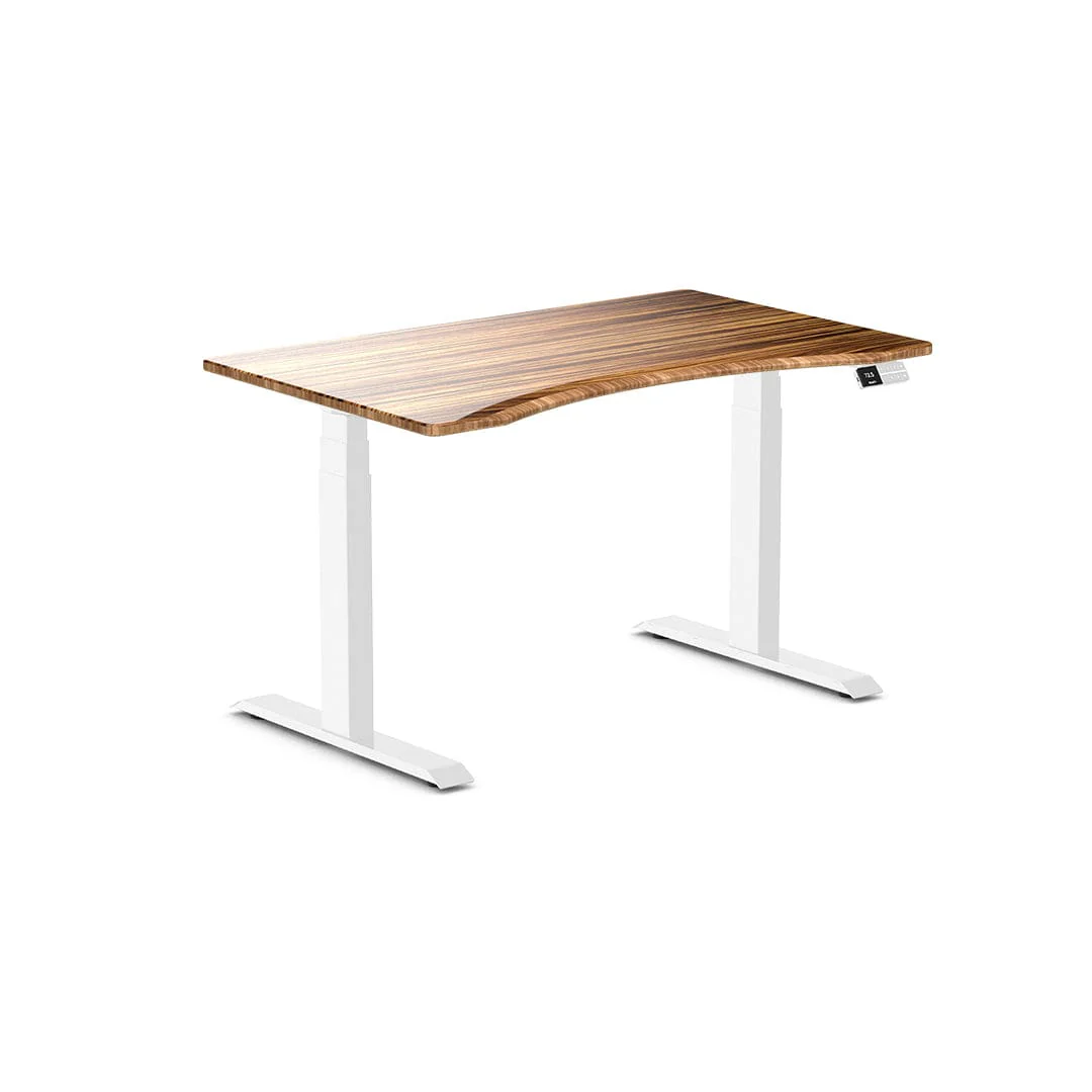 Desky Dual Ergo Edge Sit Stand Desk 180cm Bamboo Desktop and White Frame - Image 3