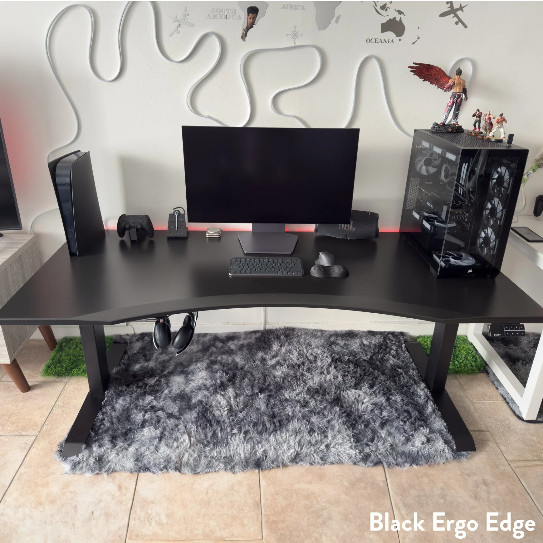 Desky Dual Ergo Edge Sit Stand Desk 180cm Bamboo Desktop and White Frame - Image 4