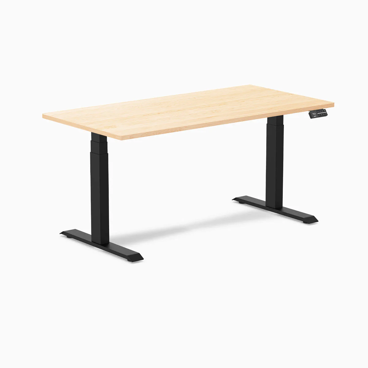 Desky Dual Hardwood Sit Stand Desk 150cm Maple Desktop and Matte Black Frame