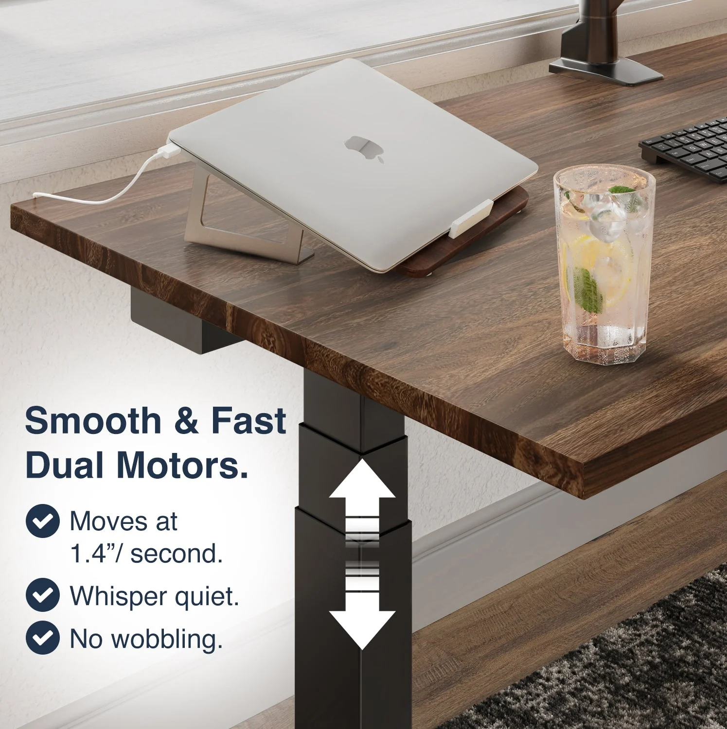 Desky Dual Hardwood Sit Stand Desk 180cm Maple Desktop and Grey Frame - Image 2