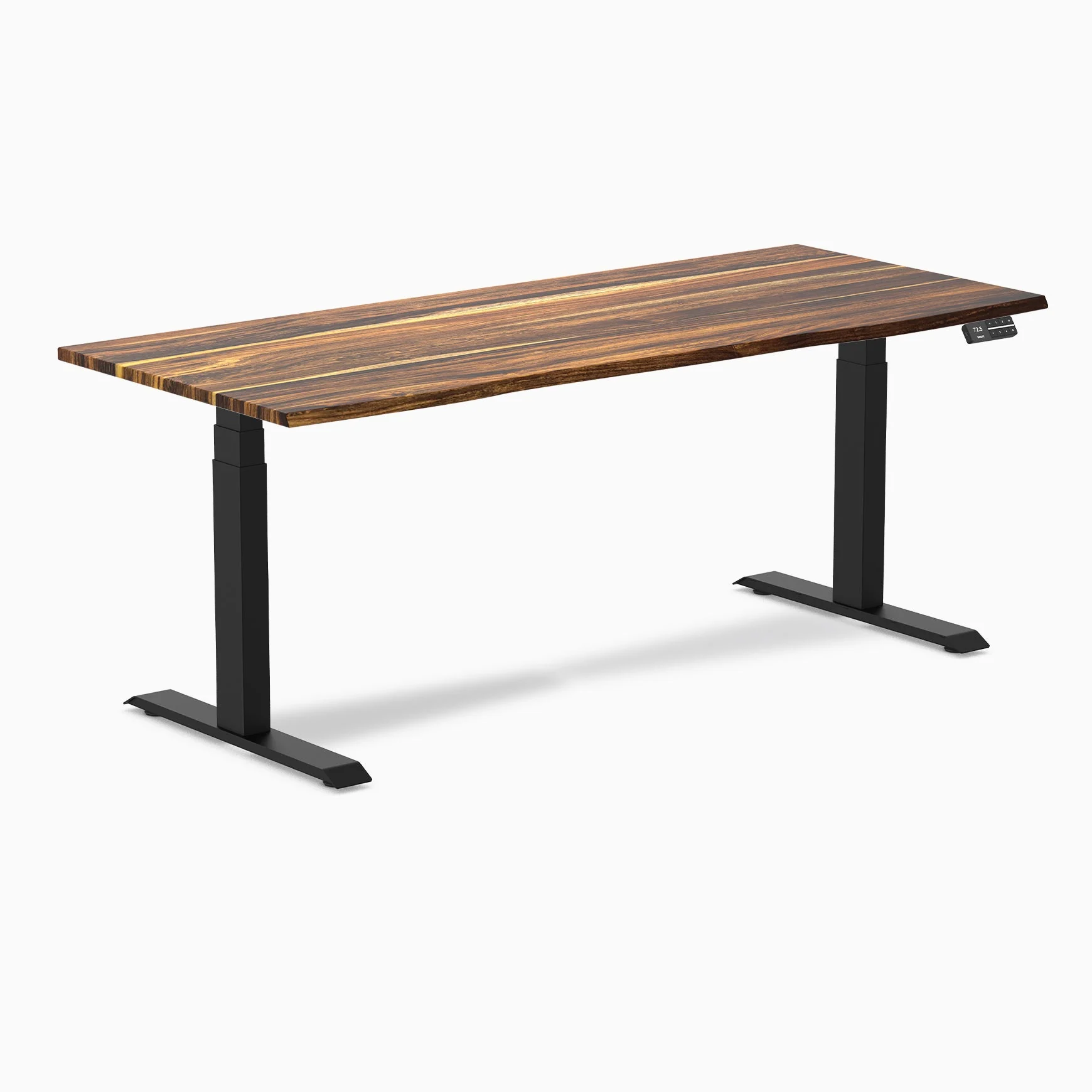 Desky Dual Hardwood Sit Stand Desk 180cm Teak Desktop and Grey Frame