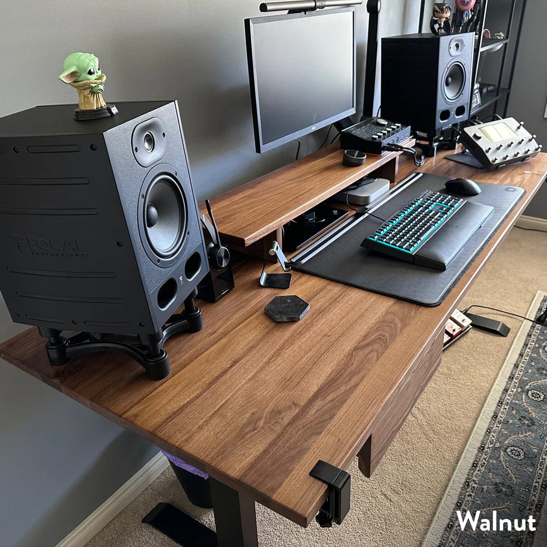 Desky Dual Hardwood Standing Desk With Drawer 180cm Maple Desktop and Grey Frame - Image 10