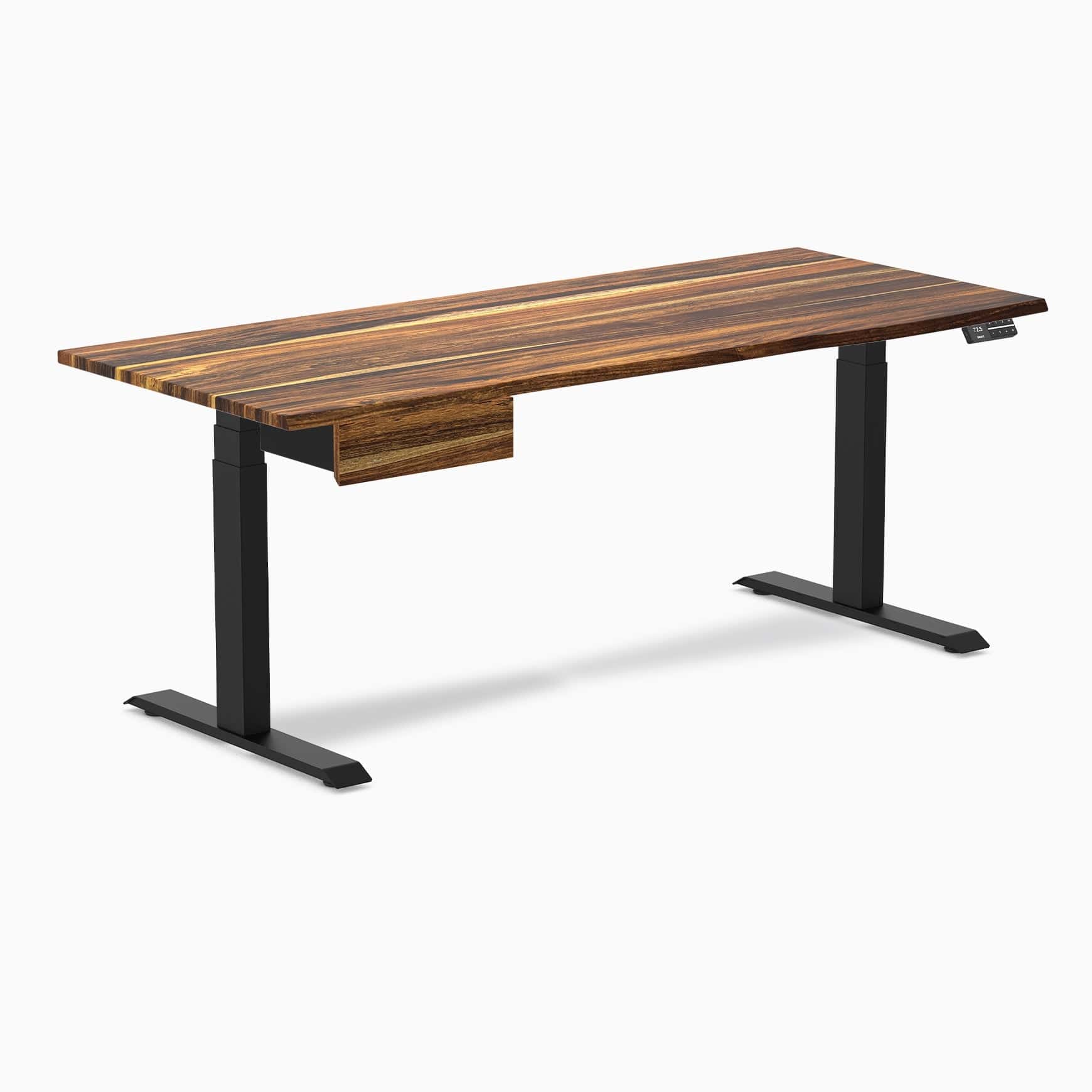 Desky Dual Hardwood Standing Desk With Drawer 180cm White Ash Desktop and Matte Black Frame - Image 10