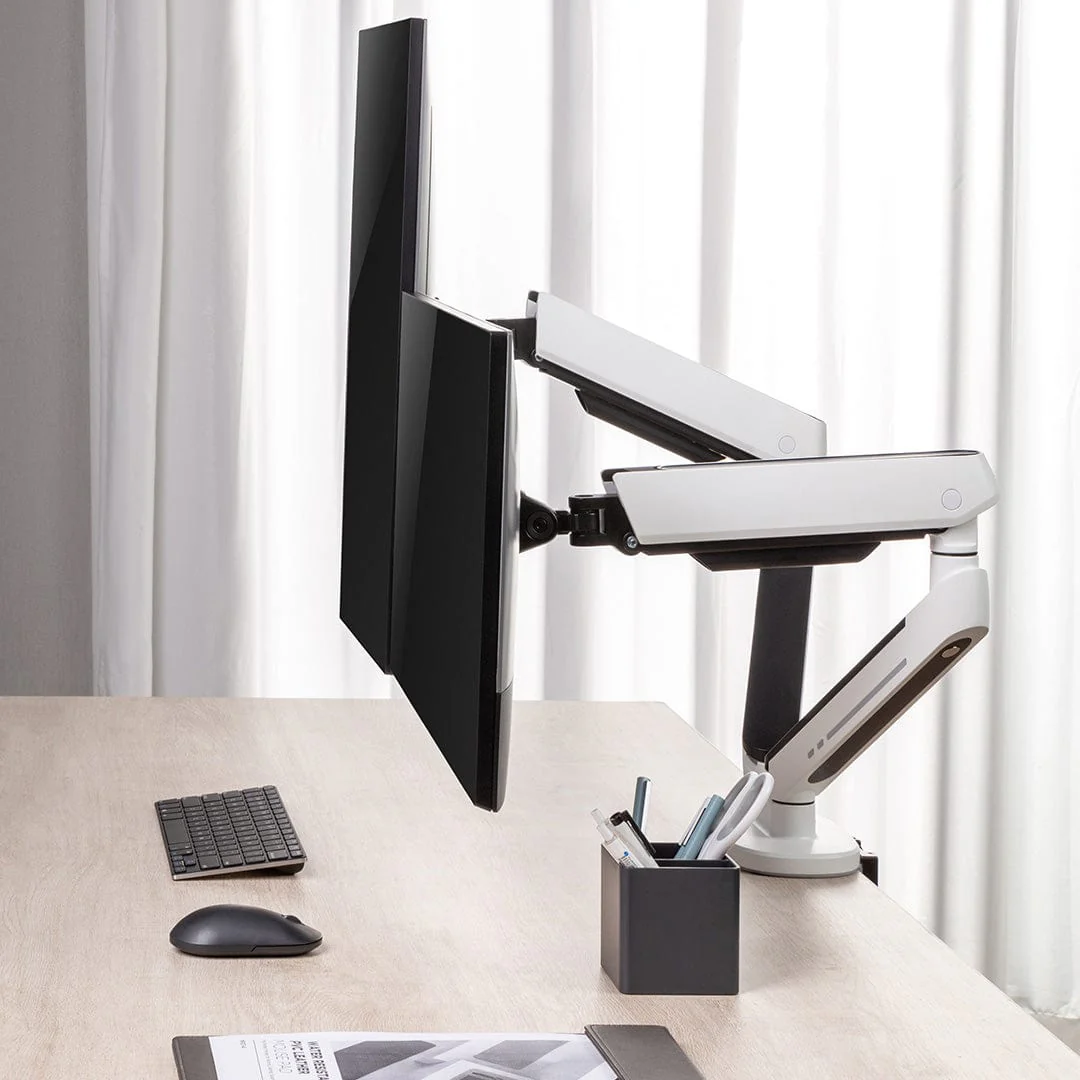Desky Dual LED Monitor Arm - White - Image 4