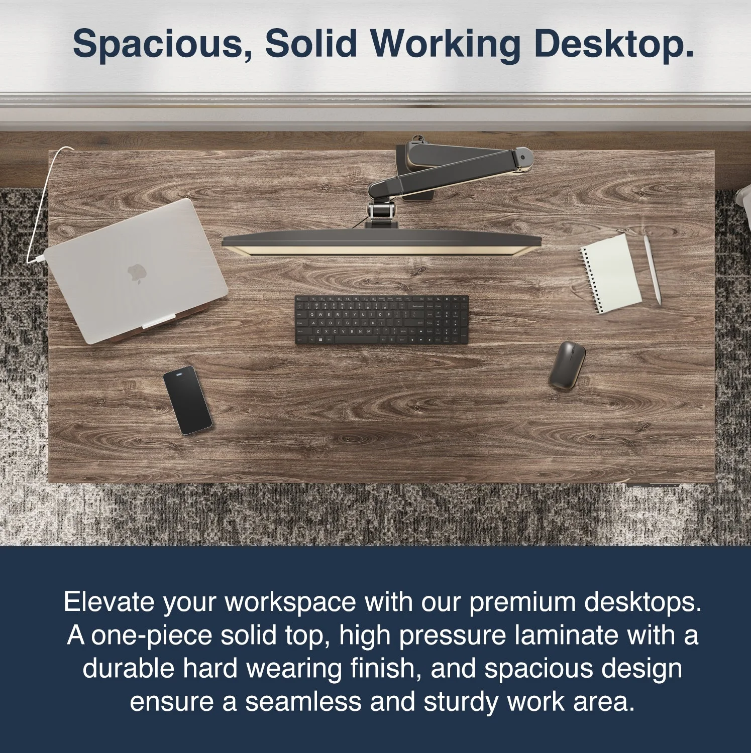 Desky Dual Melamine Sit Stand Desk 120cm Classic Oak Desktop and White Frame - Image 2