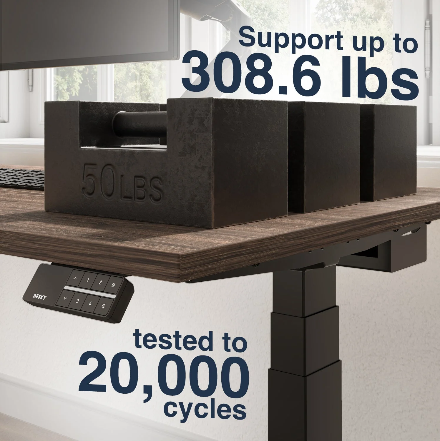 Desky Dual Melamine Sit Stand Desk 120cm Jarrah Legno Desktop and Grey Frame - Image 4