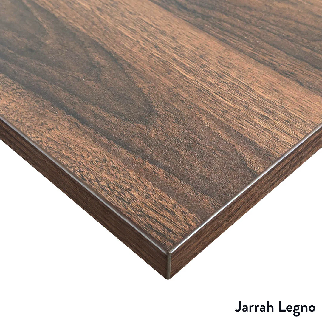 Desky Dual Melamine Sit Stand Desk 120cm Jarrah Legno Desktop and Space Grey Frame - Image 2