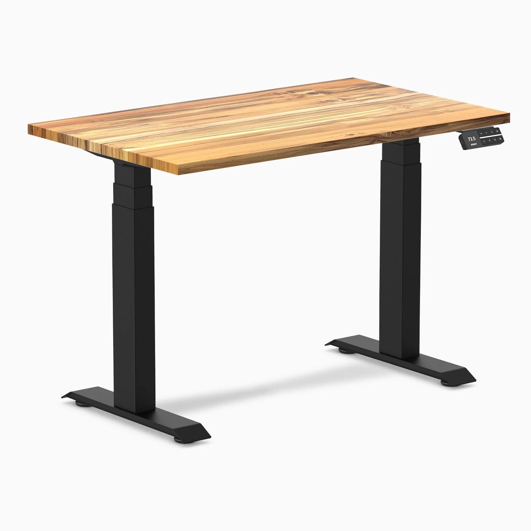 Desky Dual Mini Hardwood Sit Stand Desk 100cm Teak Desktop and Matte Black Frame - Image 3