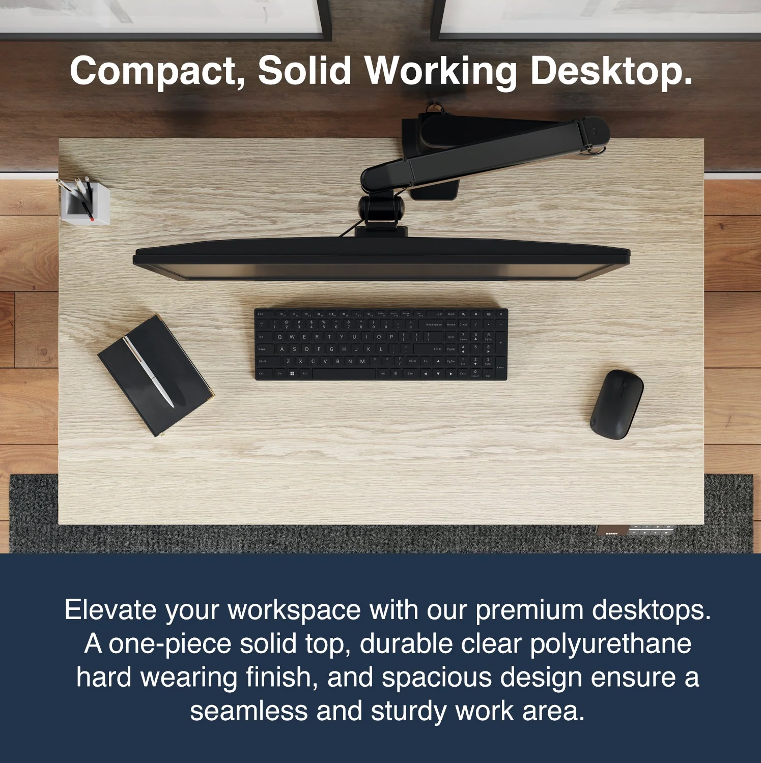 Desky Dual Mini Sit Stand Desk 1000x600 Black Desktop and Grey Frame - Image 7