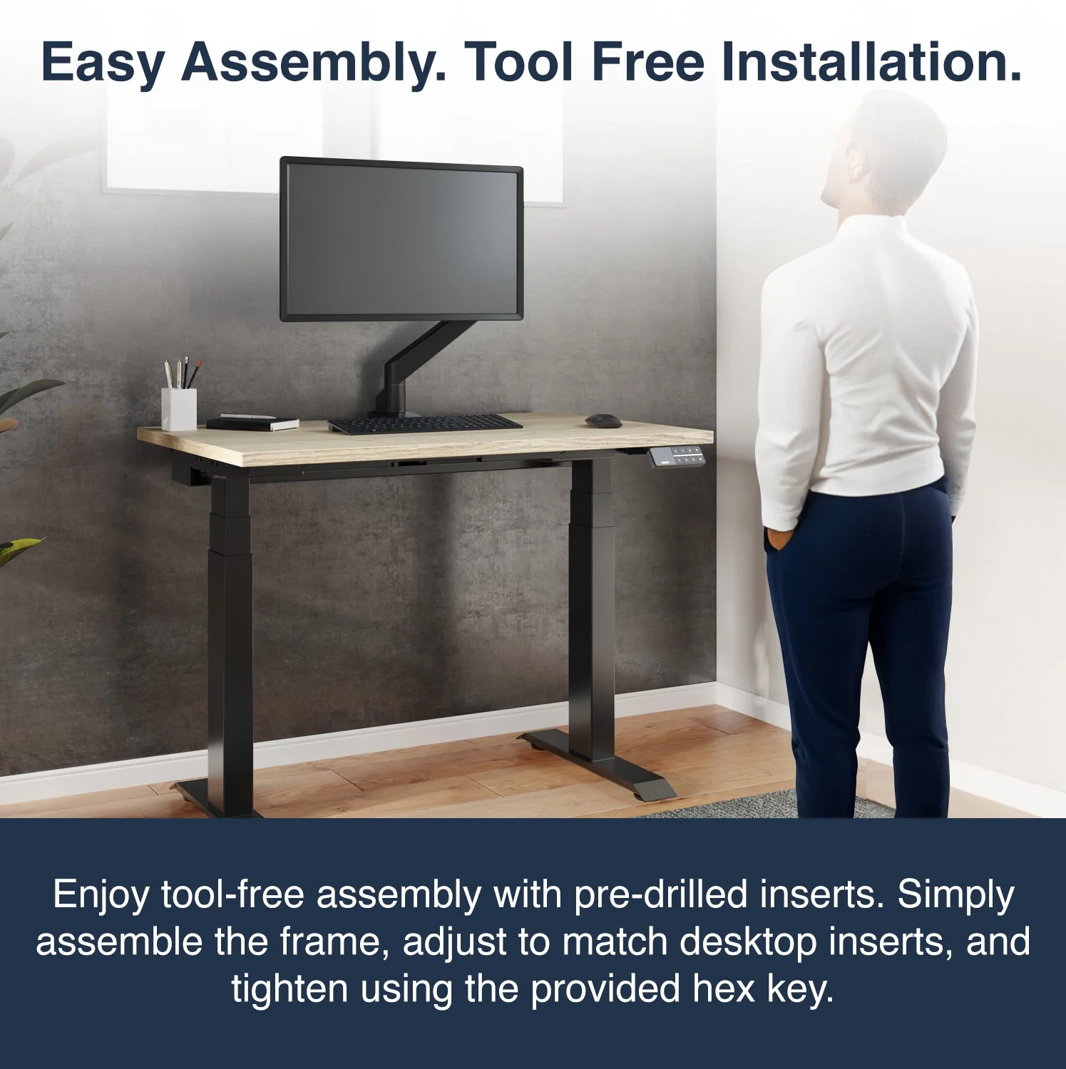 Desky Dual Mini Sit Stand Desk 800x500 Sublime Teak Desktop and Grey Frame - Image 7