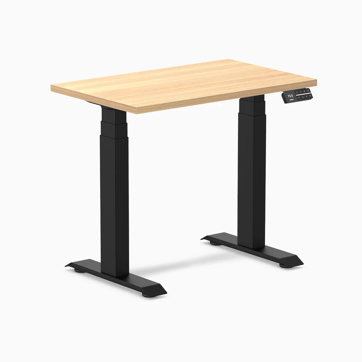 Desky Dual Mini Sit Stand Desk 800x500 Sublime Teak Desktop and Matte Black Frame - Image 2