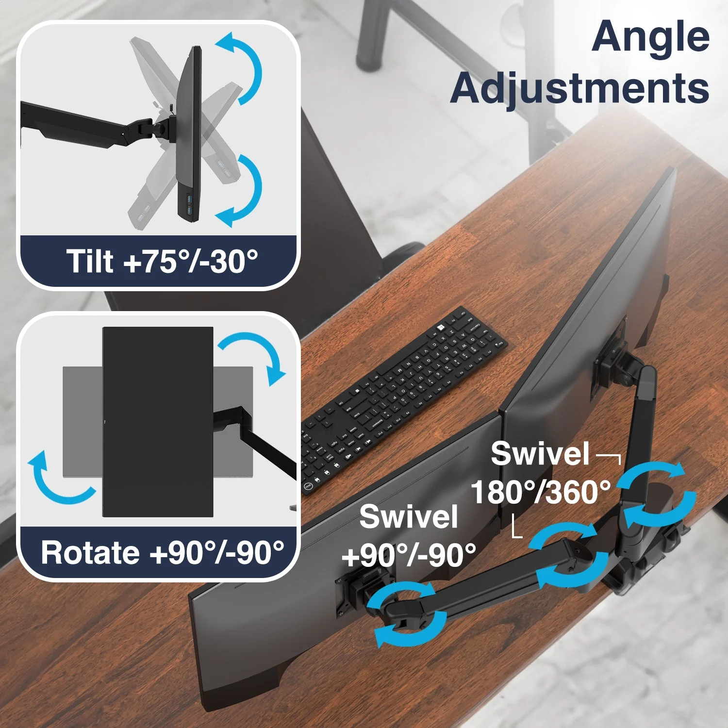 Desky Dual Monitor Arm - Black - Image 5