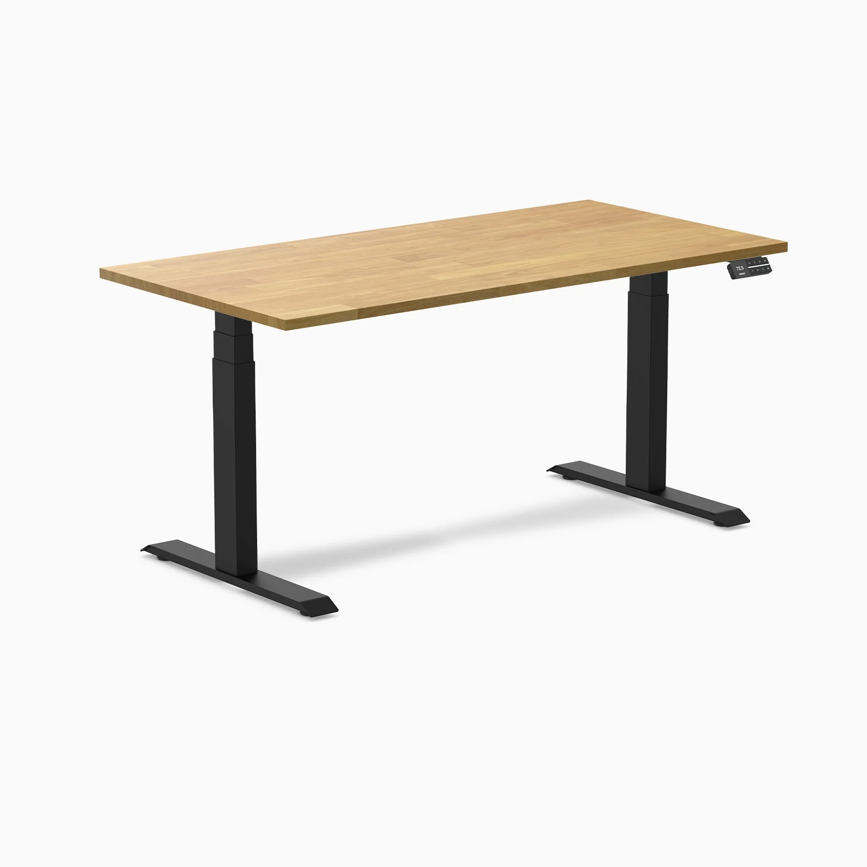 Desky Dual Rubberwood Sit Stand Desk 150cm Light Oak Desktop and Matte Black Frame - Image 3