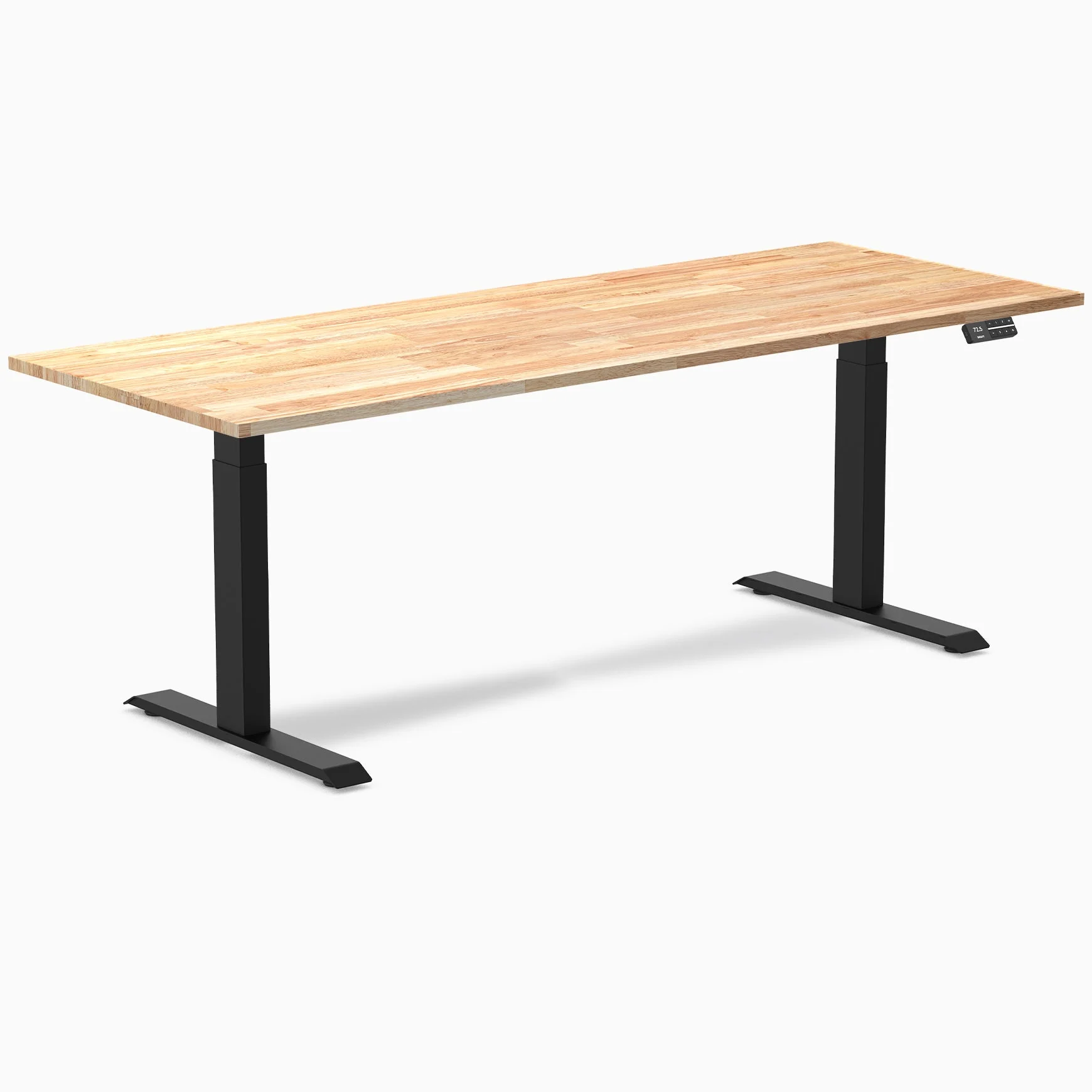 Desky Dual Rubberwood Sit Stand Desk 200cm Natural Timber Desktop and Matte Black Frame - Image 4