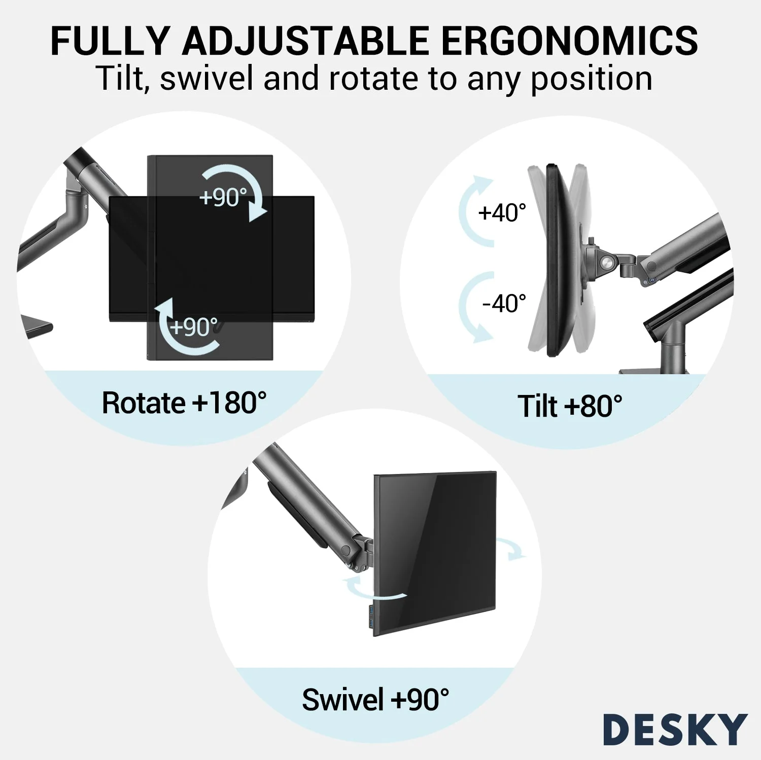 Desky Dual Slim Aluminium Monitor Arm - Space Grey - Image 8