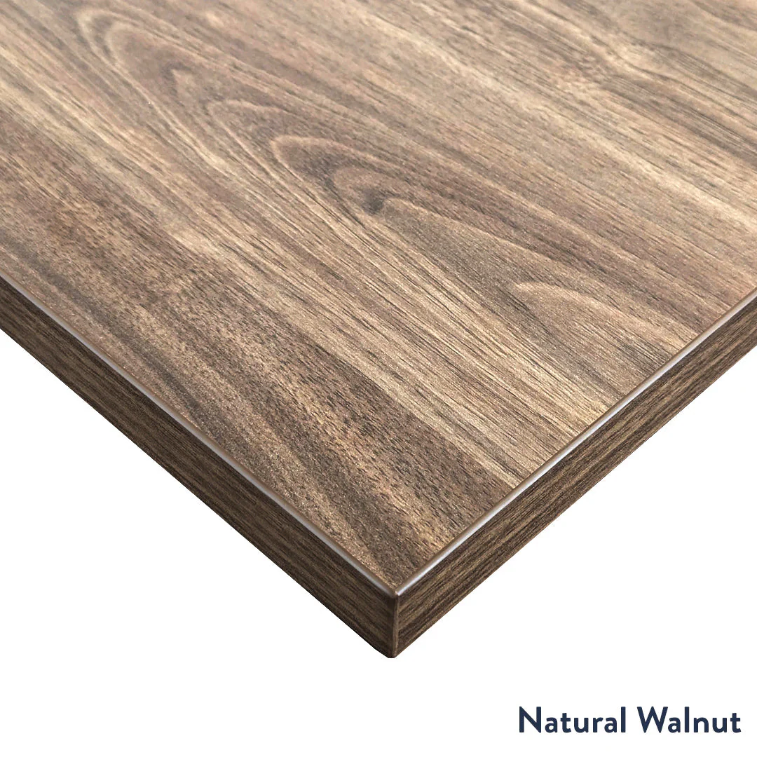 Desky Eco L-Shape Melamine Sit Stand Desk 180 x 175 cm Natural Walnut Top and Space Grey Leg - Image 2