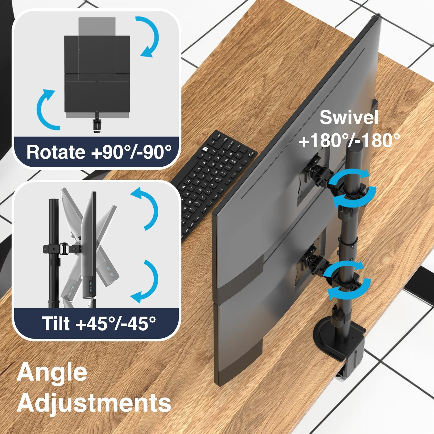 Desky Eco Vertical Monitor Mount - Black - Image 6