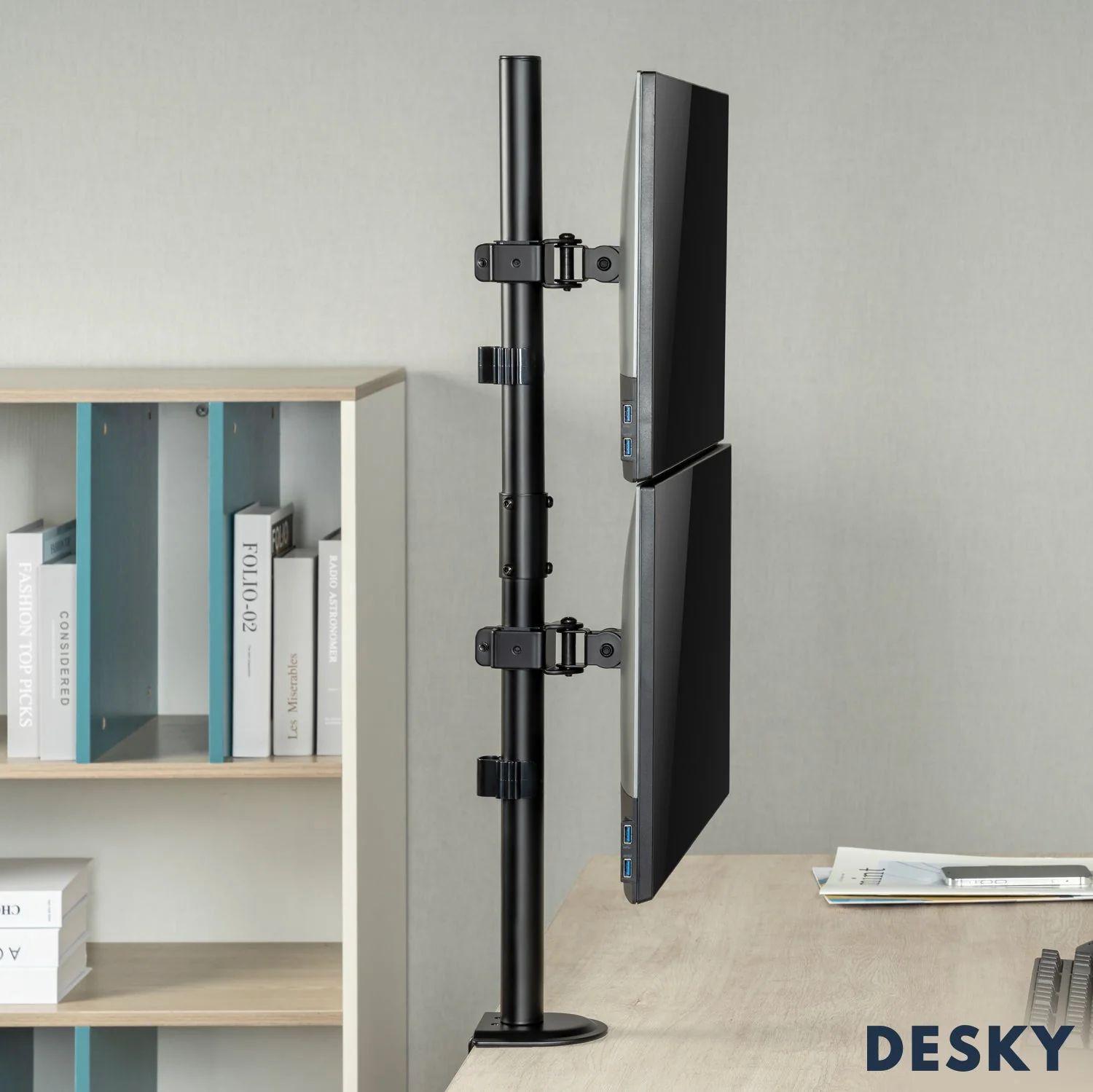 Desky Eco Vertical Monitor Mount - White - Image 8