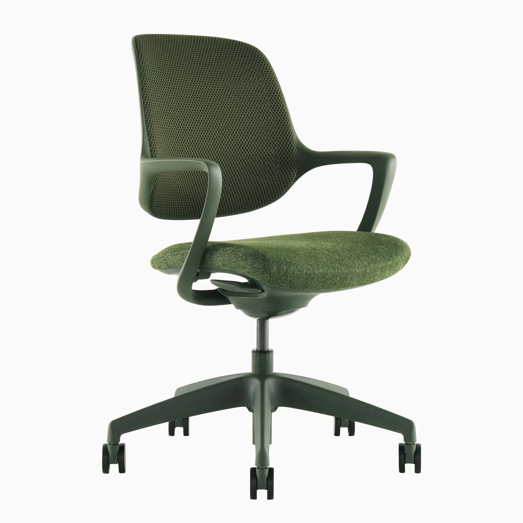 Desky Evoque Low Back Office Chair - Red Velvet / No - Image 10
