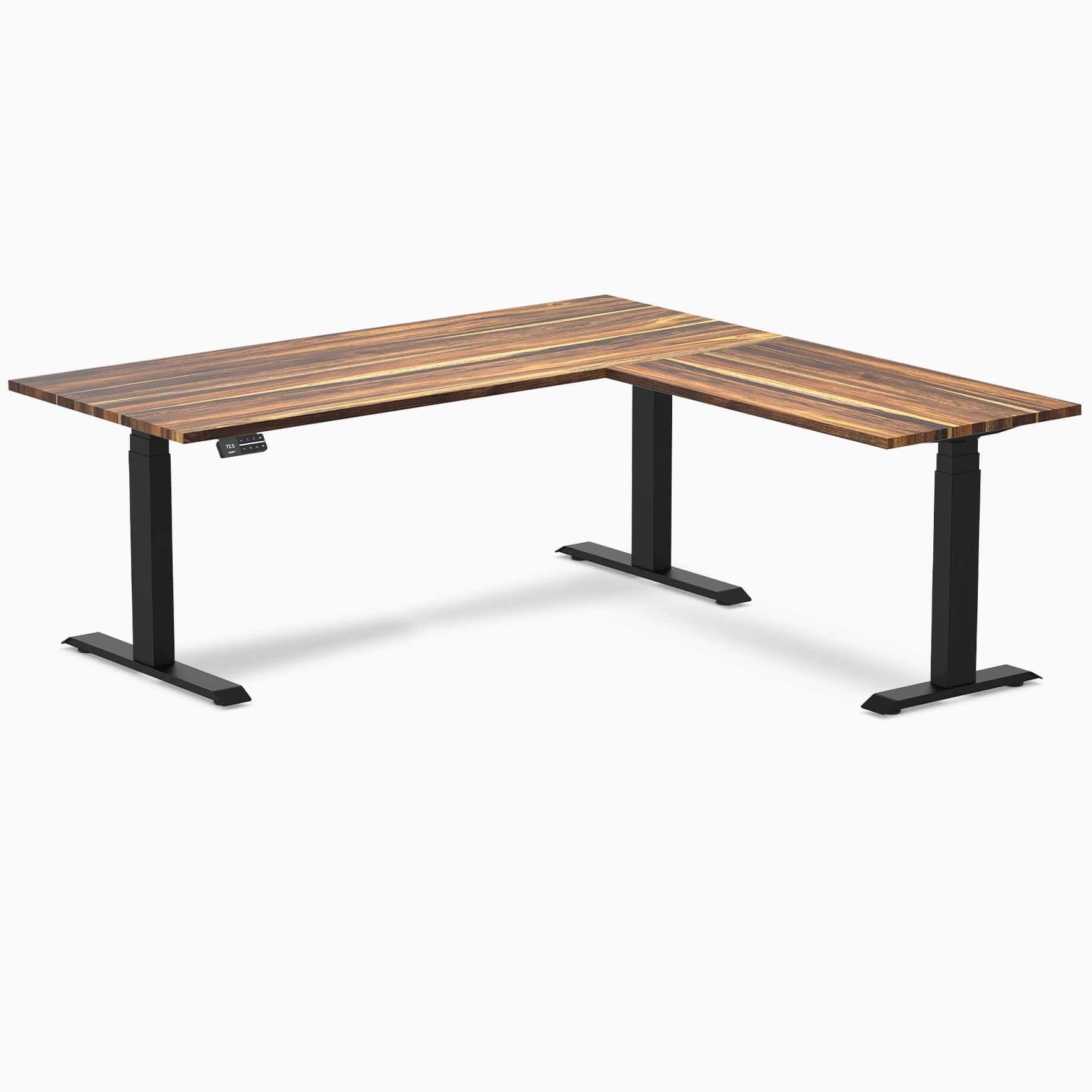 Desky Hardwood L-Shape Sit Stand Desk 180 x 175 cm Maple Top and White Leg - Image 10