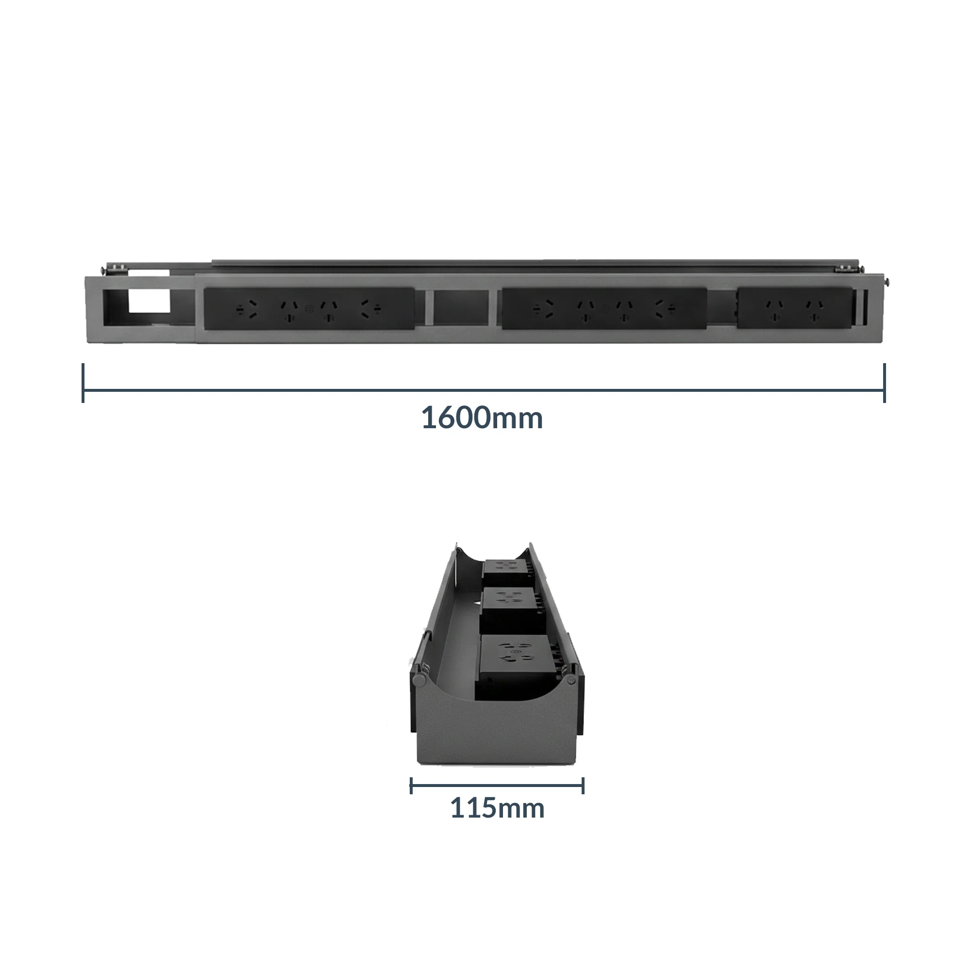 Desky Integrated Cable & Data Channel 8-Plug Grey - Image 3