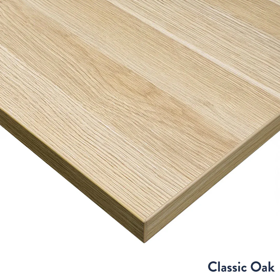 Desky L-Shape Melamine Sit Stand Desk 180cm - Right Return Classic Oak Top and Space Grey Leg - Image 4