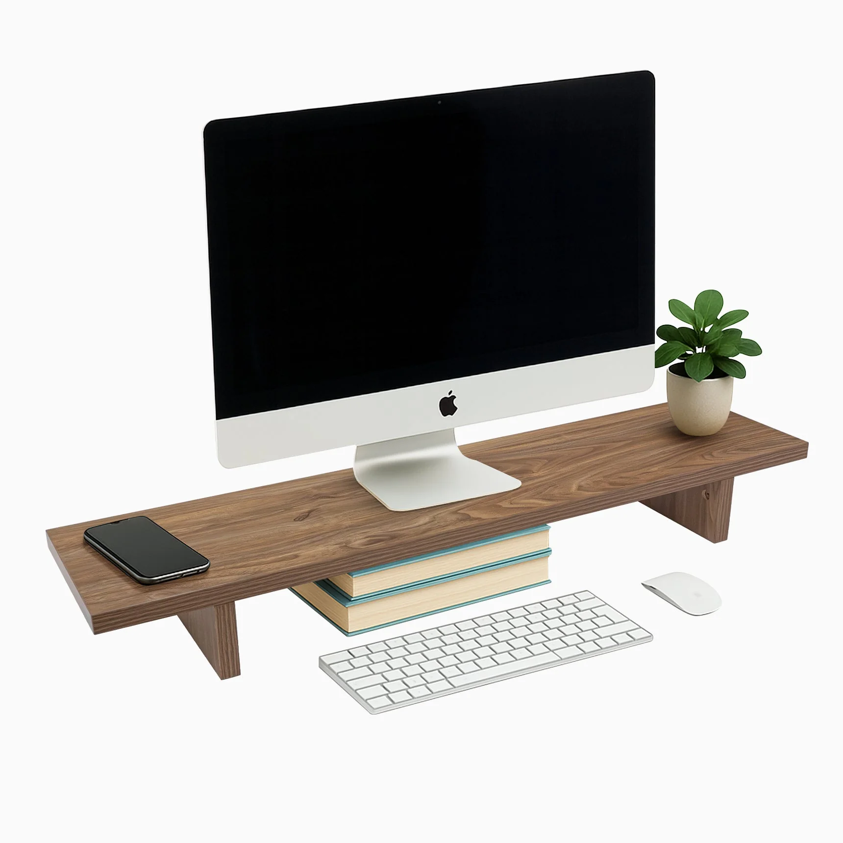 Desky Minimal Monitor Stand - Saman Hardwood - Image 3