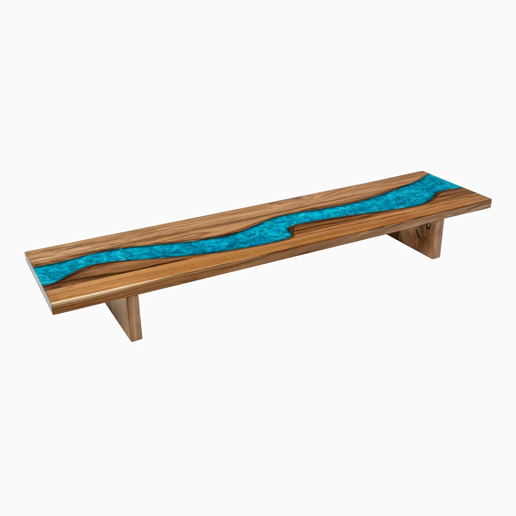 Desky Minimal Monitor Stand - Teak Blue River - Image 2