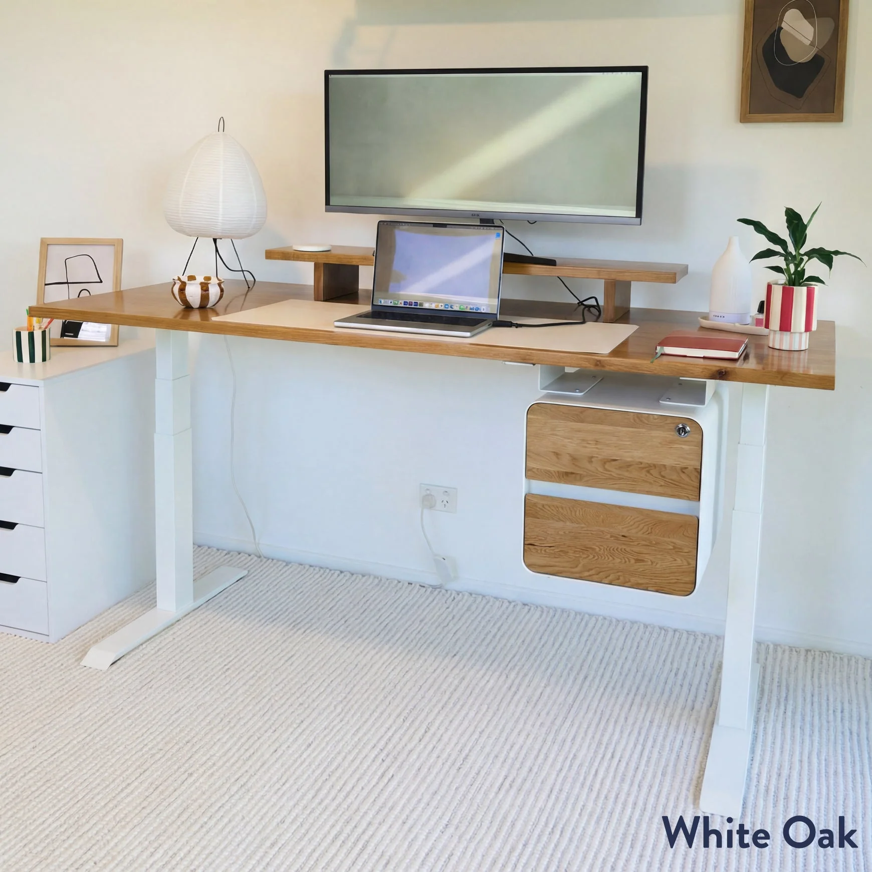 Desky Minimal Under Desk Cabinet - Maple Hardwood / Black - Image 5
