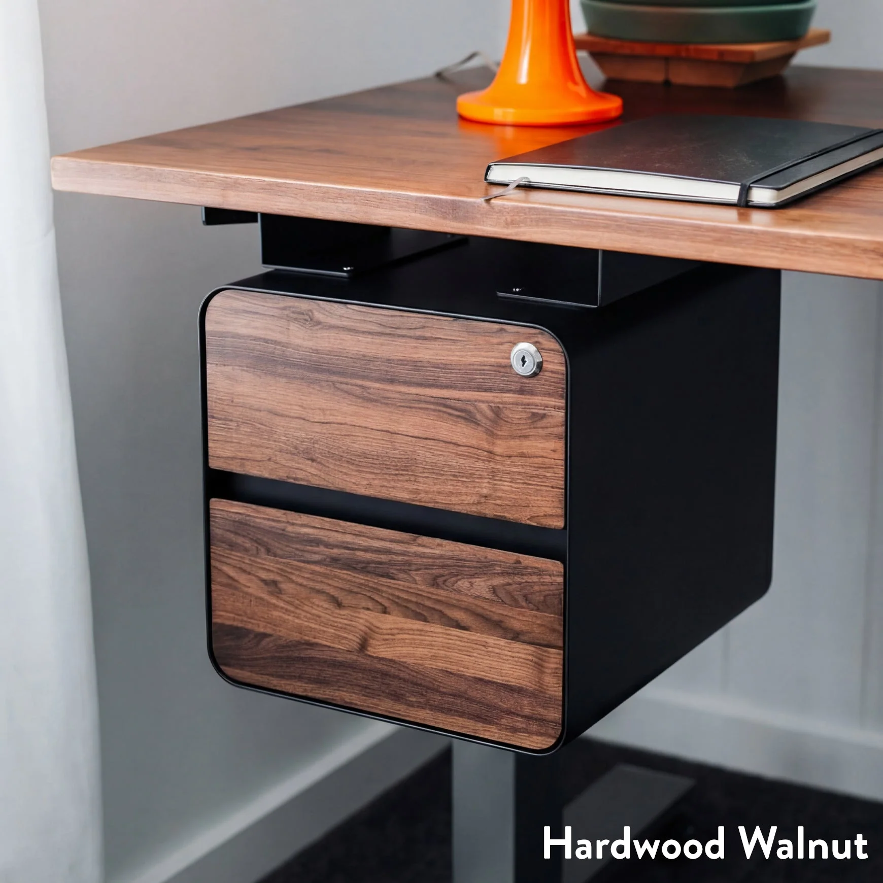 Desky Minimal Under Desk Cabinet - Maple Hardwood / White - Image 3