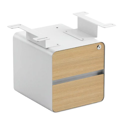 Desky Minimal Under Desk Cabinet - Sublime Teak Melamine / White