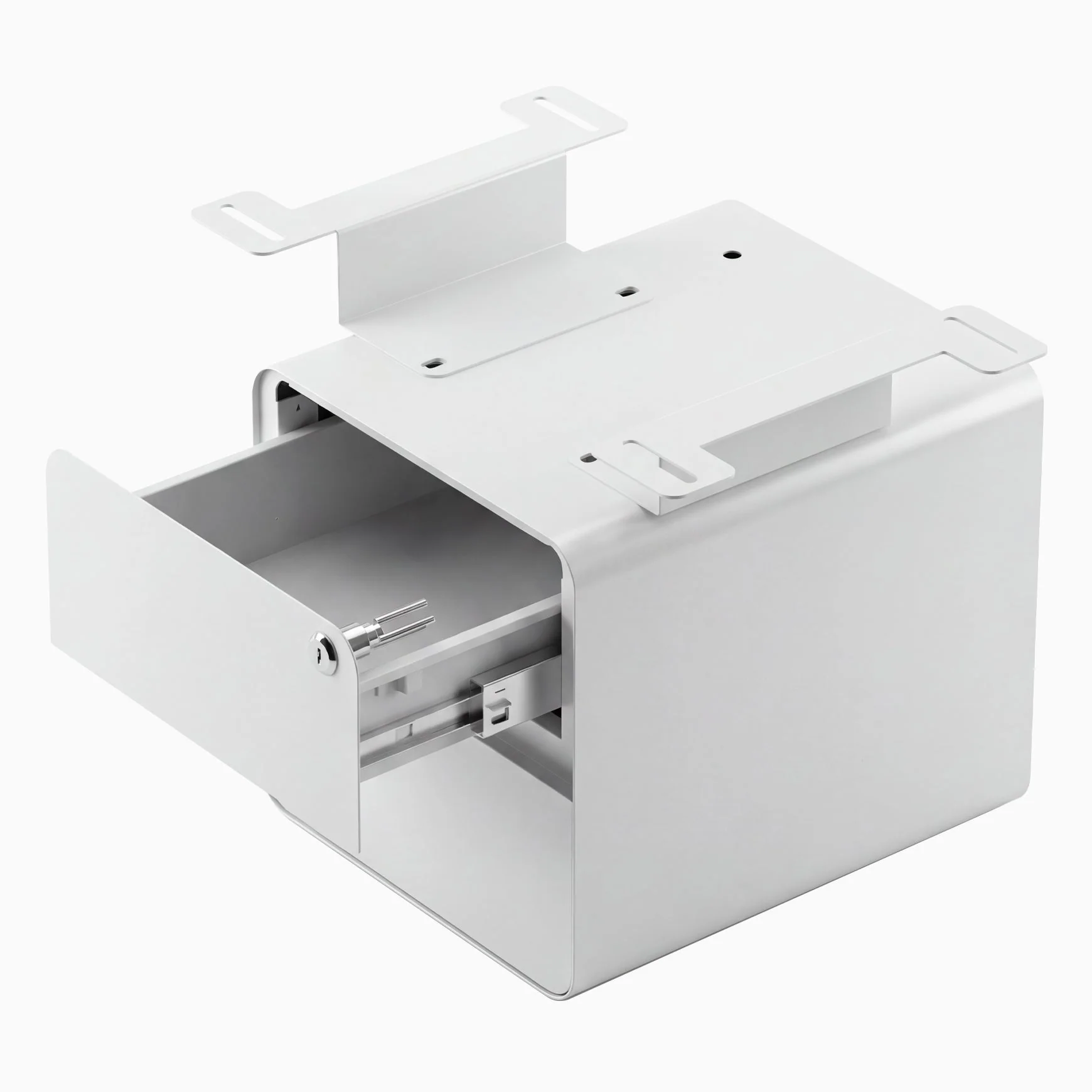 Desky Minimal Under Desk Cabinet - White Melamine / White - Image 9