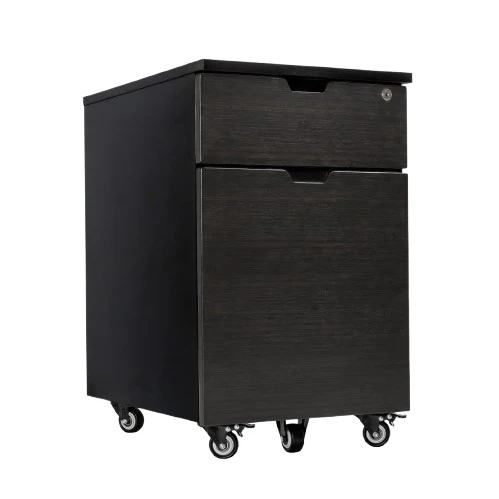 Desky Minimal Wooden Filing Cabinet - Black / Dark Bamboo