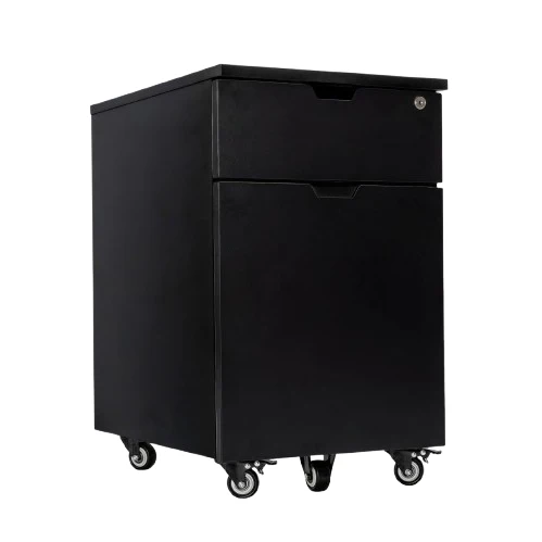 Desky Minimal Wooden Filing Cabinet - Black / Melamine Black