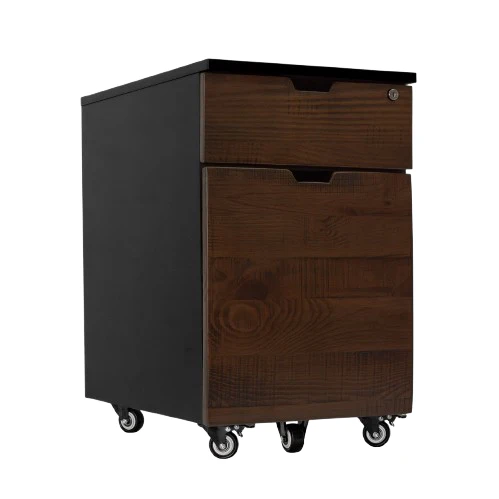 Desky Minimal Wooden Filing Cabinet - Black / Softwood American Rustic Pine