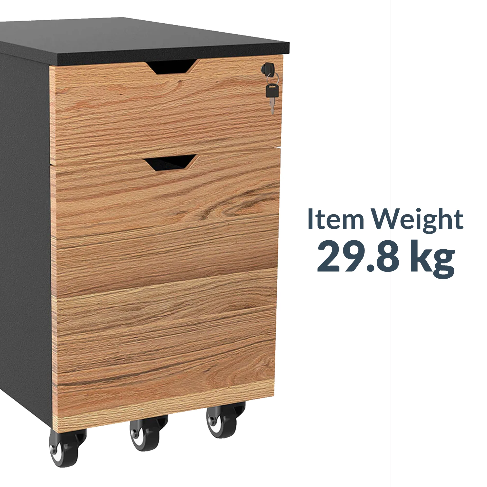 Desky Minimal Wooden Filing Cabinet - White / Dark Bamboo - Image 6