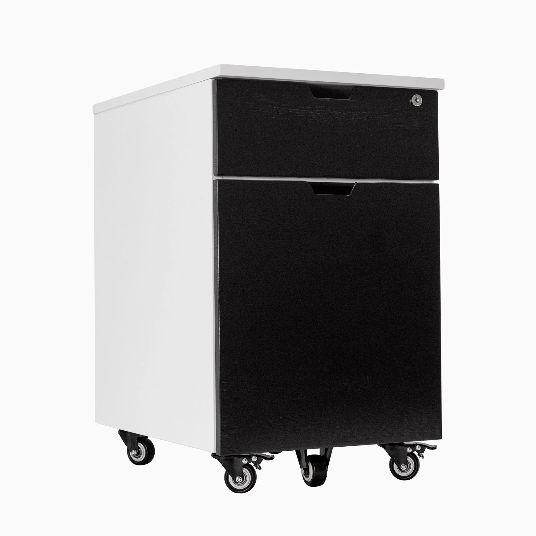 Desky Minimal Wooden Filing Cabinet - White / Hardwood Black Ash