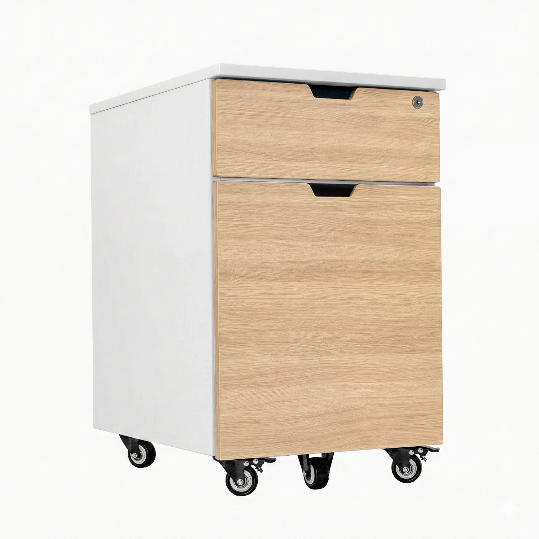 Desky Minimal Wooden Filing Cabinet - White / Melamine Sublime Teak